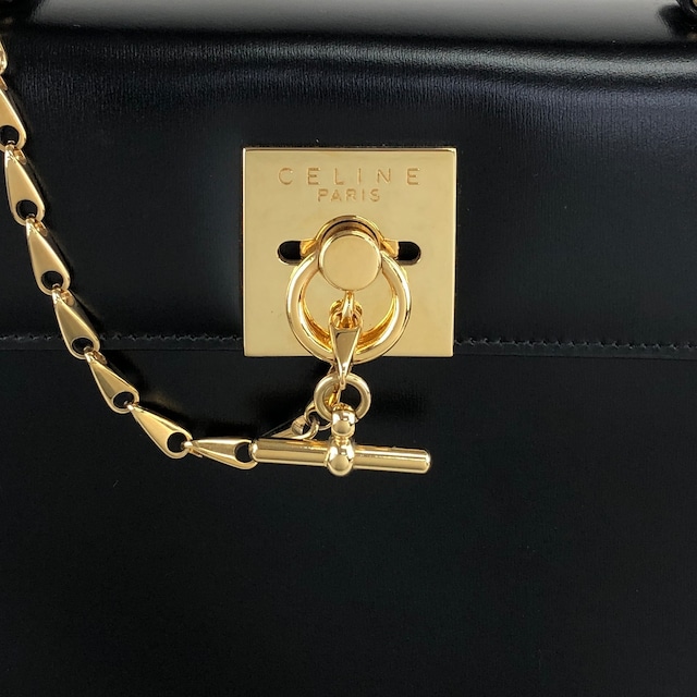 CELINE セリーヌ ショルダーバッグ ブラック ガンチーニ レザー 2way vintage ヴィンテージ オールド nifgs8