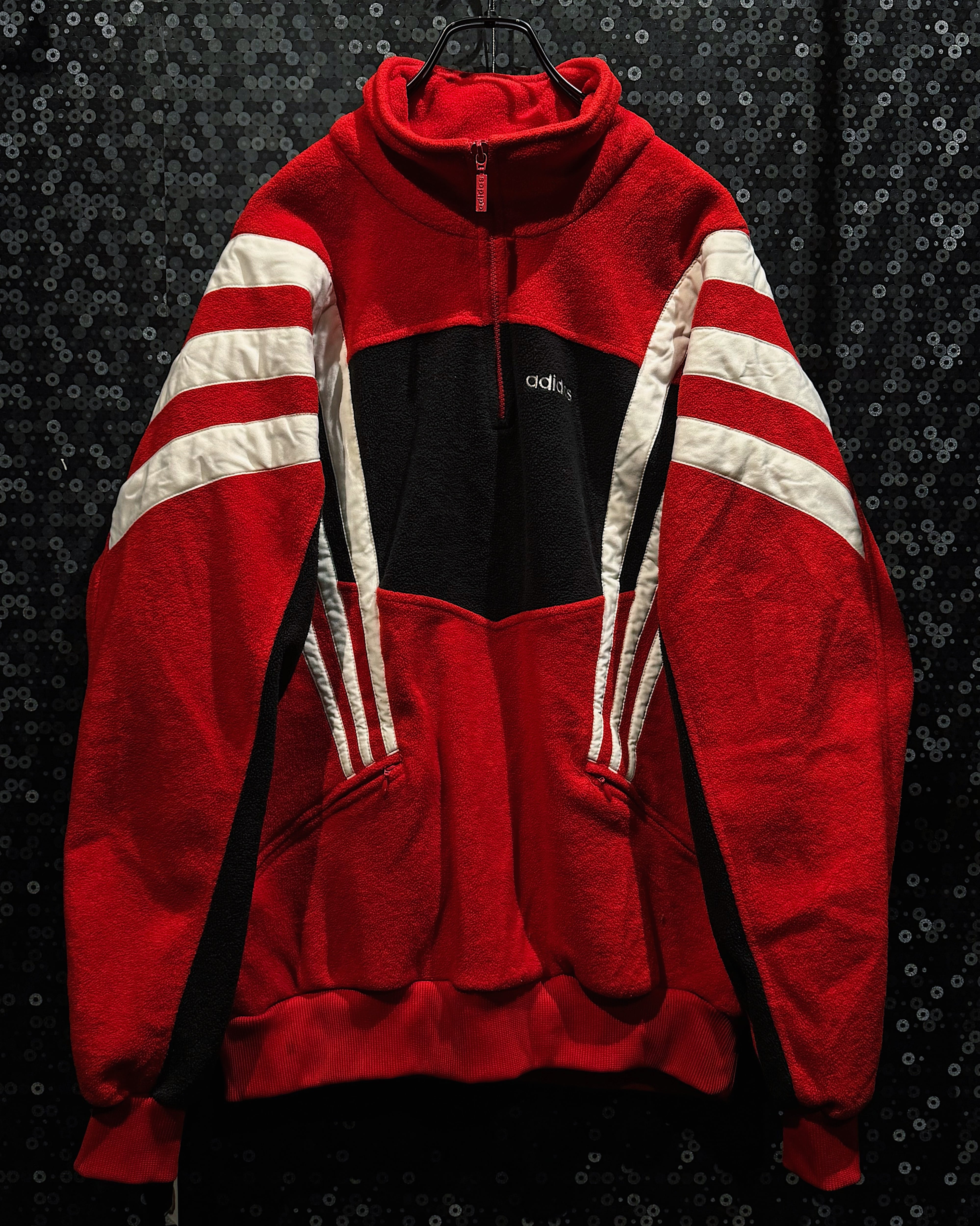 【ÆIEM】“adidas” vintage color switching fleece half zip pullover