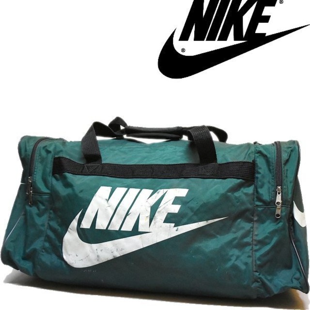 1点物◇ビンテージ90sナイキNIKE深緑ボストンバッグ鞄ダッフルバッグ 