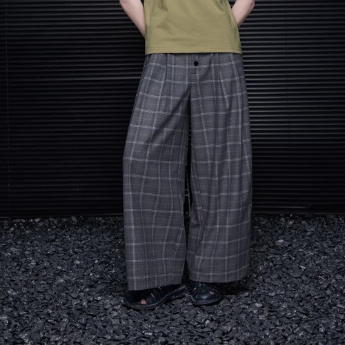 チェックワイドレッグパンツ ・21410