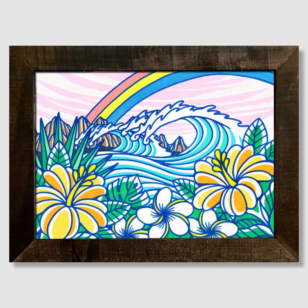 原画】Wood Panel A3 Size（Rainbow Wave）with Frame | TAMO ART GALLERY
