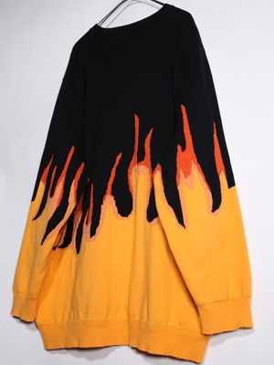 fire pattern over silhouette cotton knit