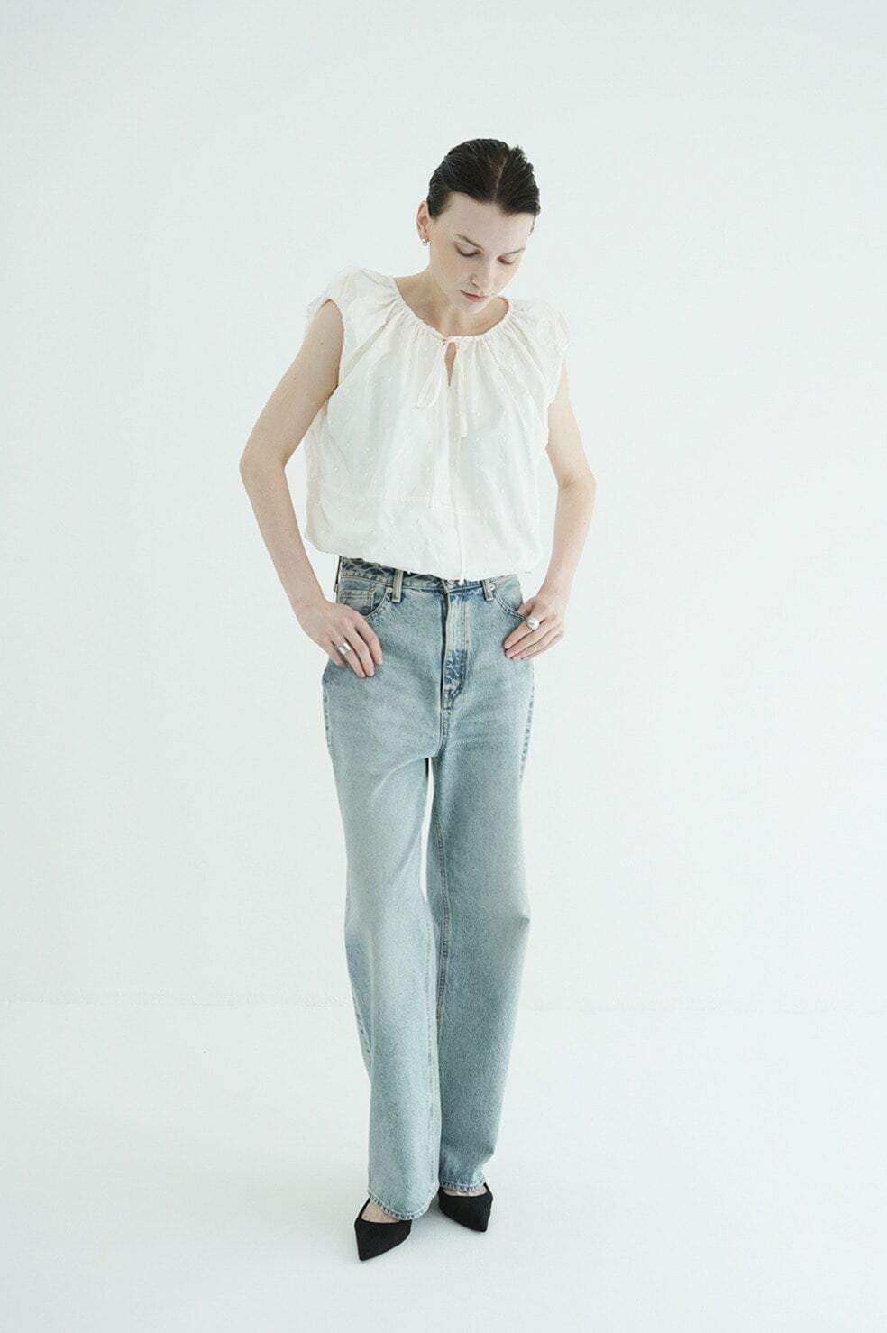 CLANE W FACE DOT SLEEVELESS RIBBON TOPS | FLICKA ASHIYA