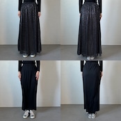 sheer lame flare SK/silver×black