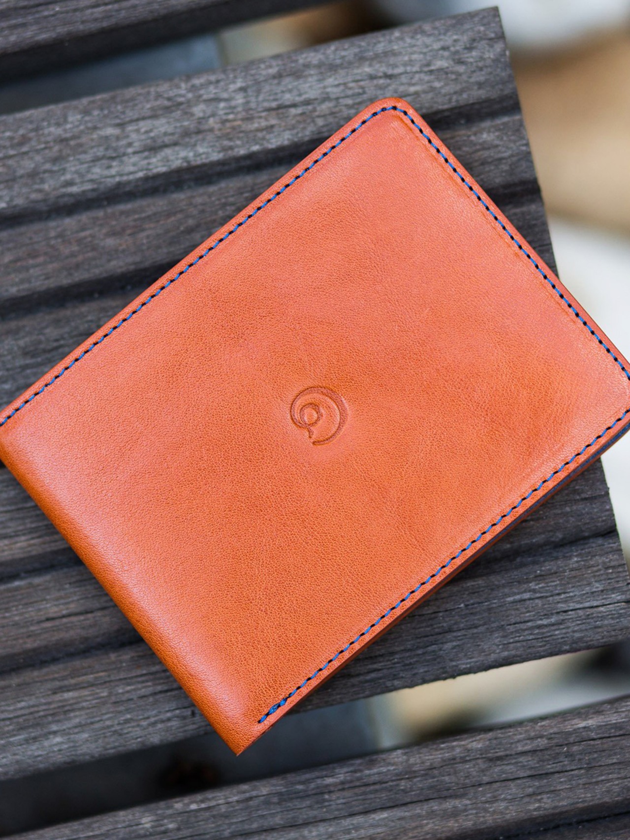 Danny P.「Leather coin wallet brown/blue」