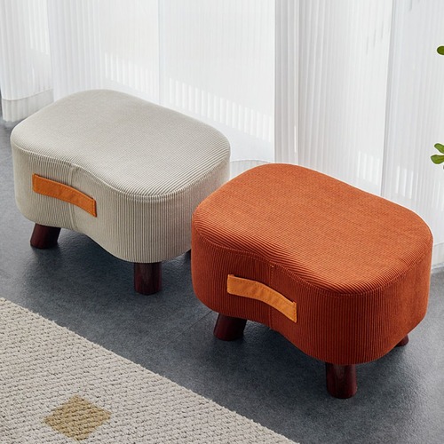 小さいスツール 無垢材 スツール 高さ22cm ７カラー コーデュロイオレンジ コーデュロイオフホワイト 家庭用 玄関椅子 靴用スツール コーヒーテーブル用スツール 大人用 子供用 小さなスツール リビングルーム用 ドア用スツール