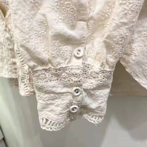 2色/ピンタック刺?レース前開きブラウス ・12087