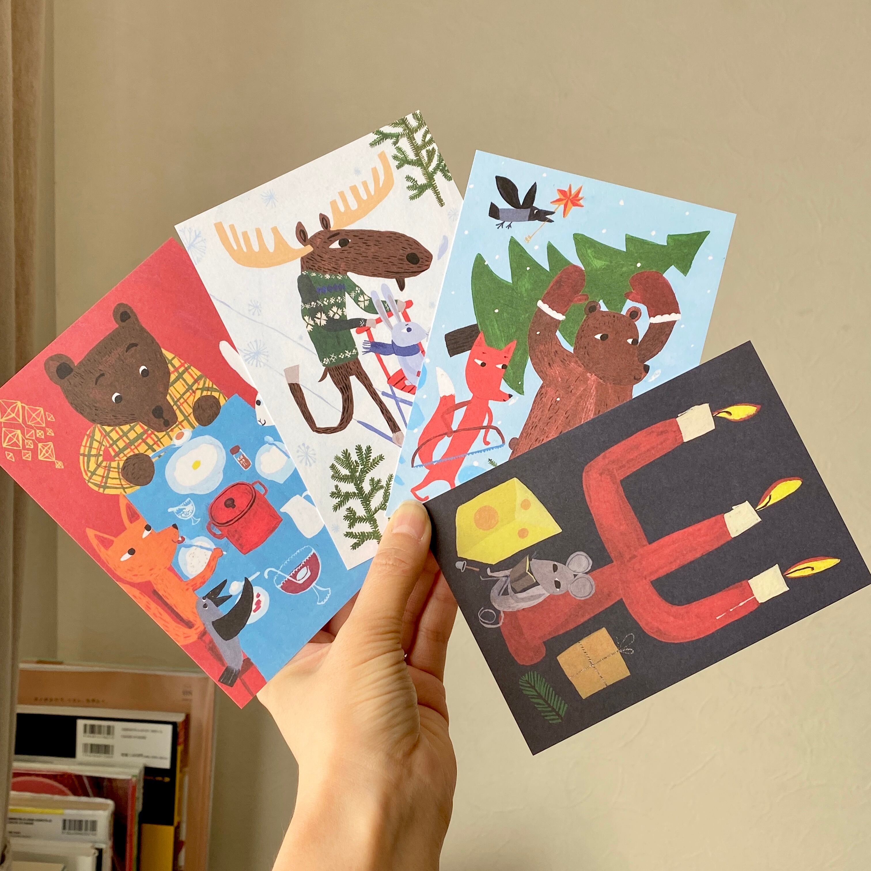 北欧クリスマスポストカード12枚セット 「Christmas Tails」マッティ