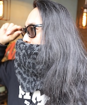 ROBIN NECK WARMER ソフトデニム&ブラックレオパード