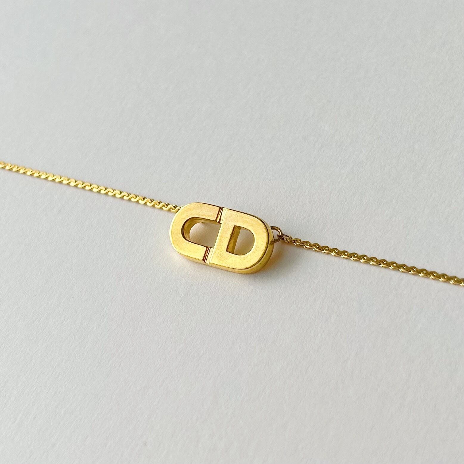 N5255】Christian Dior CD logo plate necklace/クリスチャン