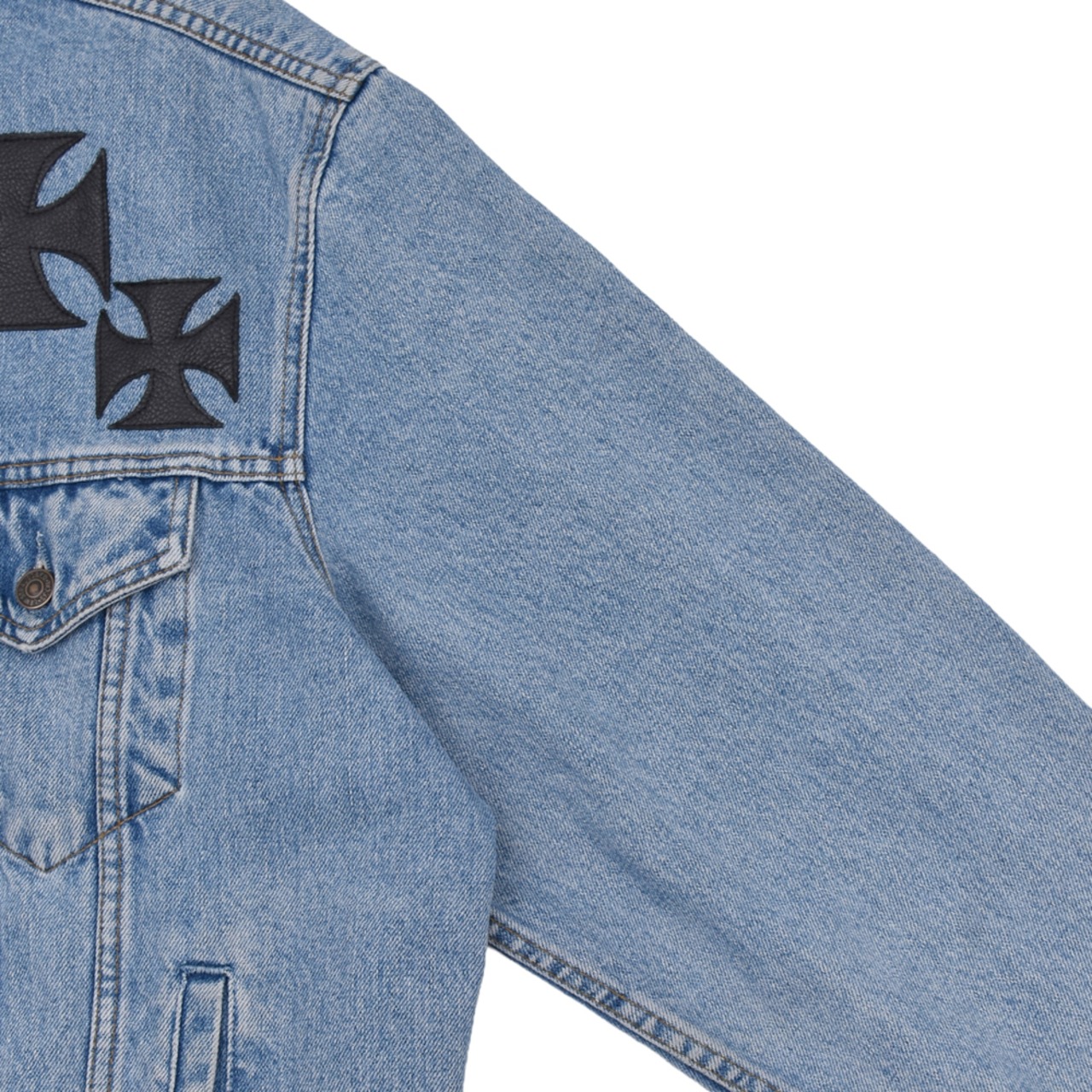 【mind seeker】Vintage Remake Iron Cross Patch Denim Jacket - 11