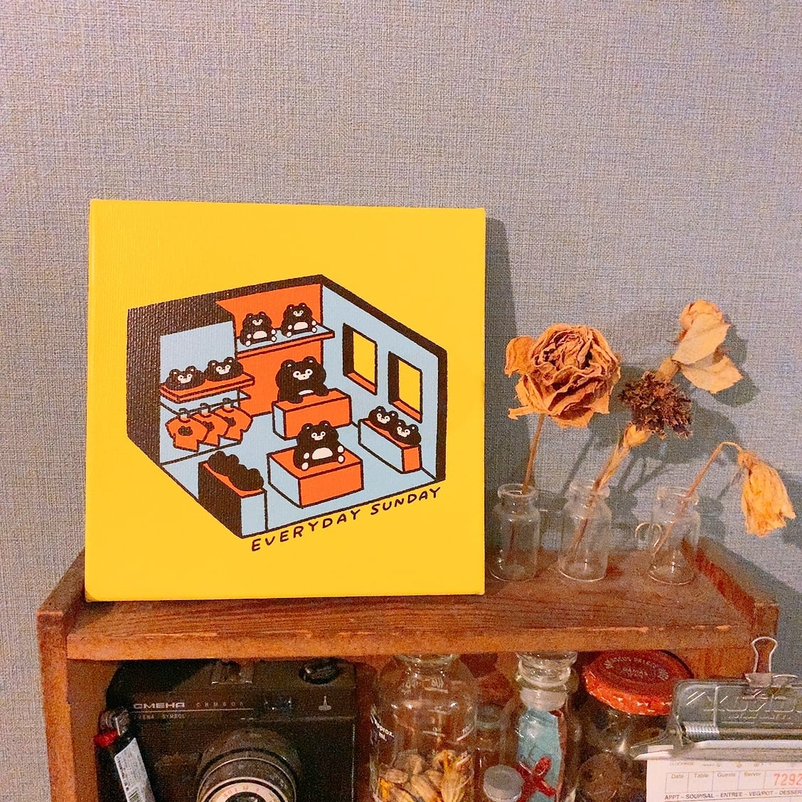 くまのまーくんのおみせ プリントキャンバス(M) | EVERYDAYSUNDAY