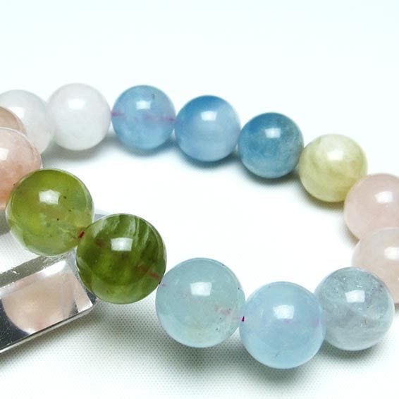 ミックスカラーベリル ブレスレット 15mm 一点物 メール便可 [M便 1/10] 111-30193