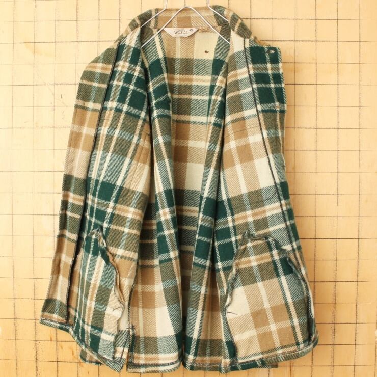 70s80s permaflott 長袖 チェック シャツ グレーM aw107