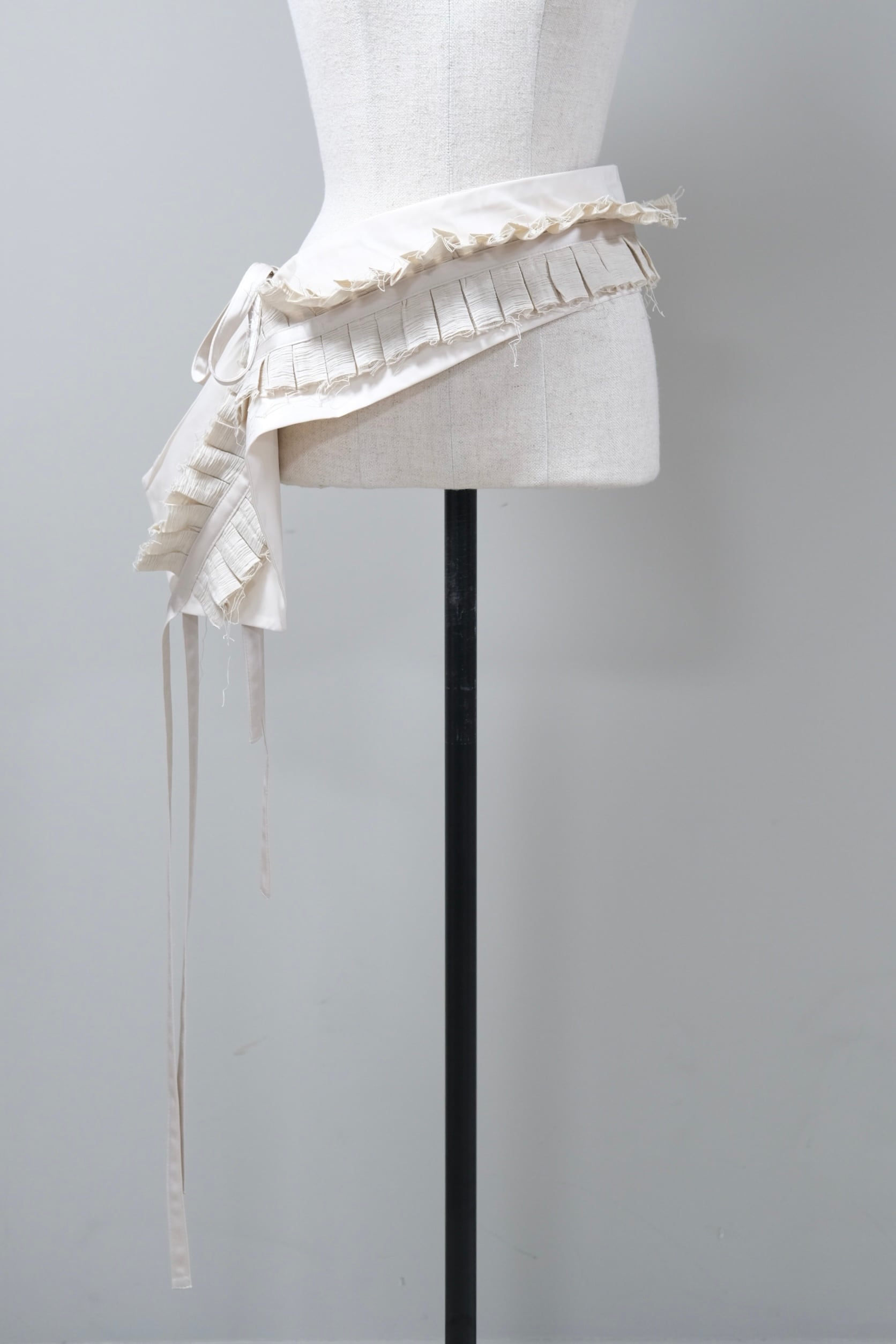 OPEN YY】 pleats layered pouch belt -beige- | loop