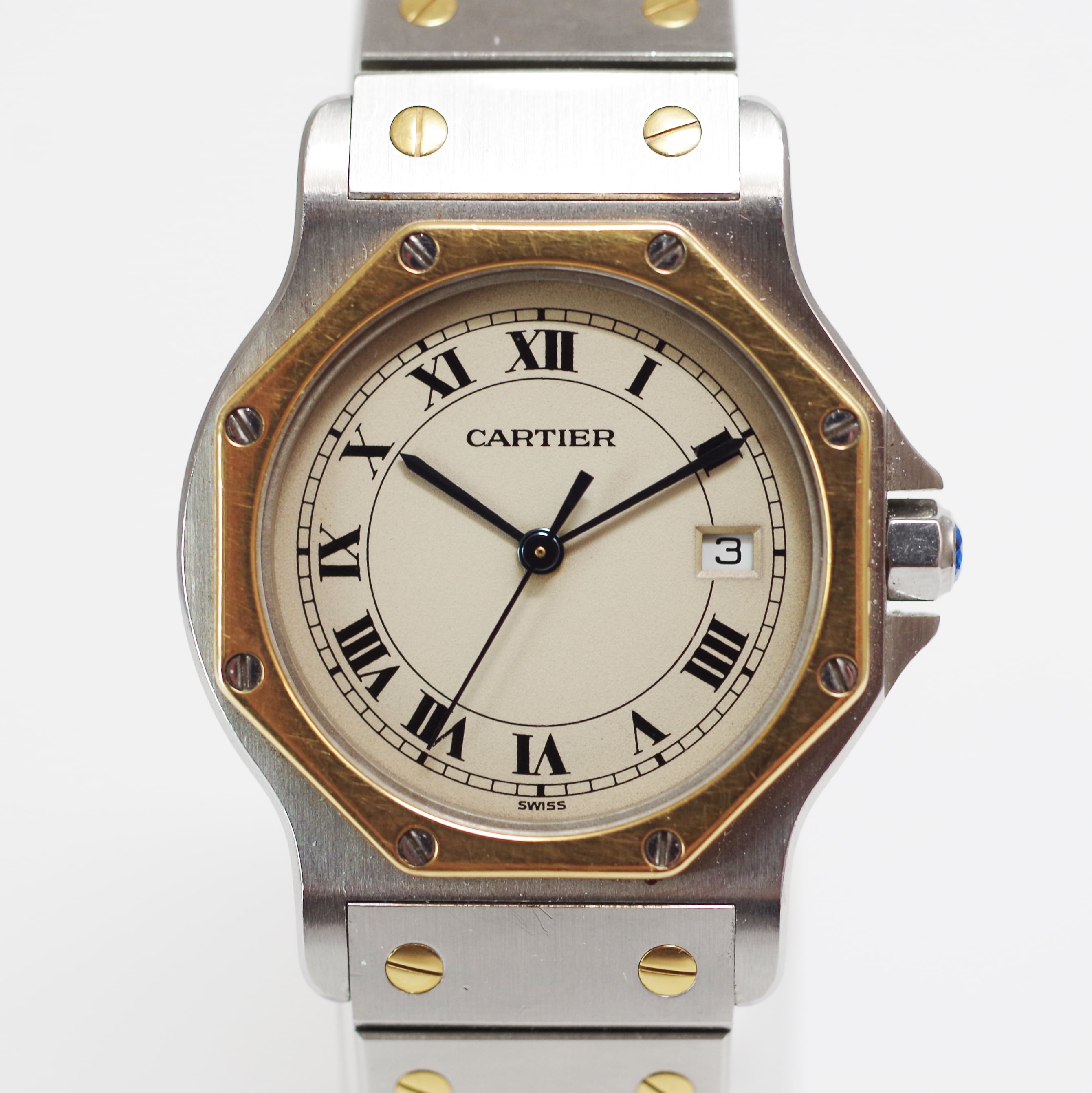 Cartier カルティエ サントスオクタゴン クオーツ　ホワイト　レディース　腕時計