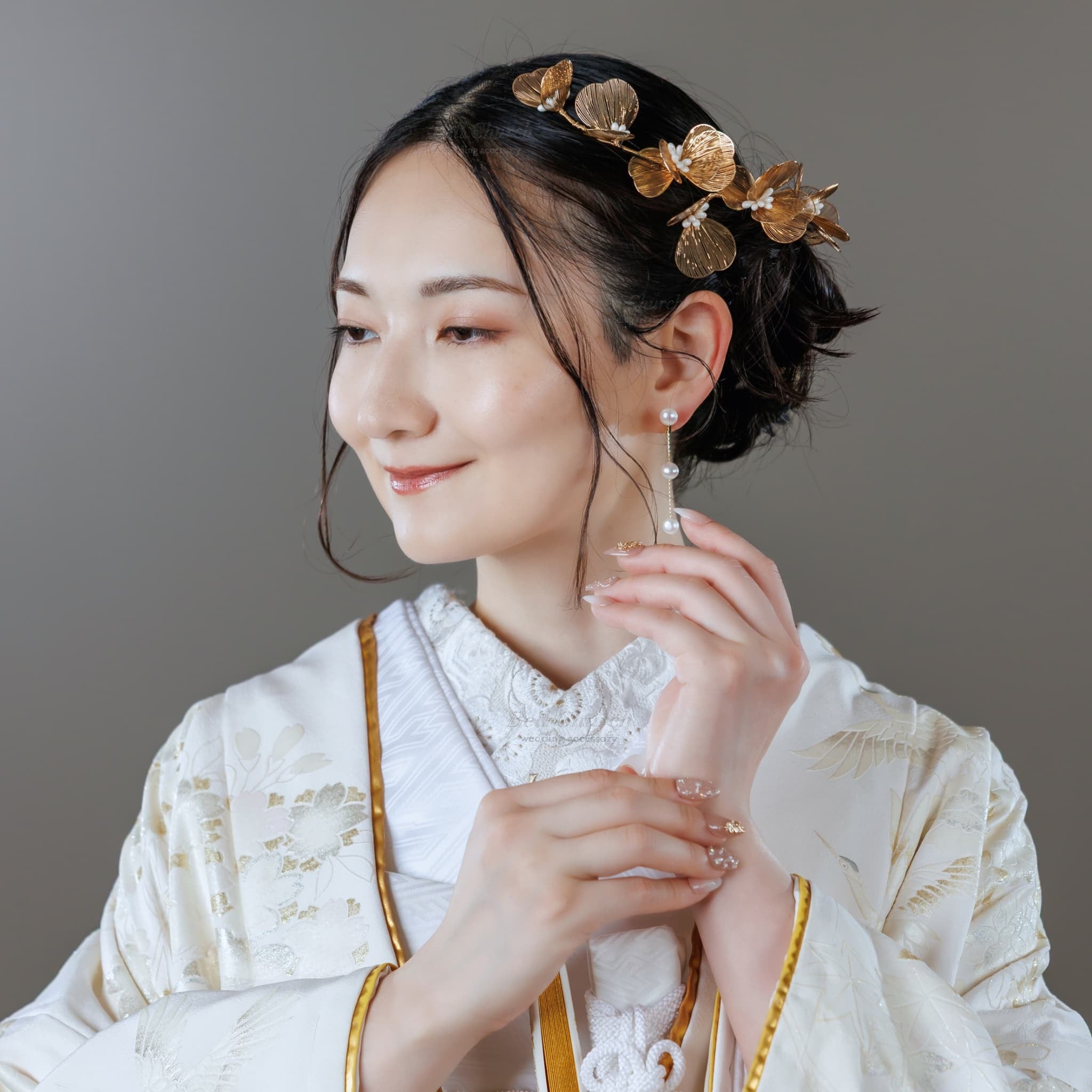 ヘッドドレス お花モチーフ ヴィンテージゴールド (BC-H42