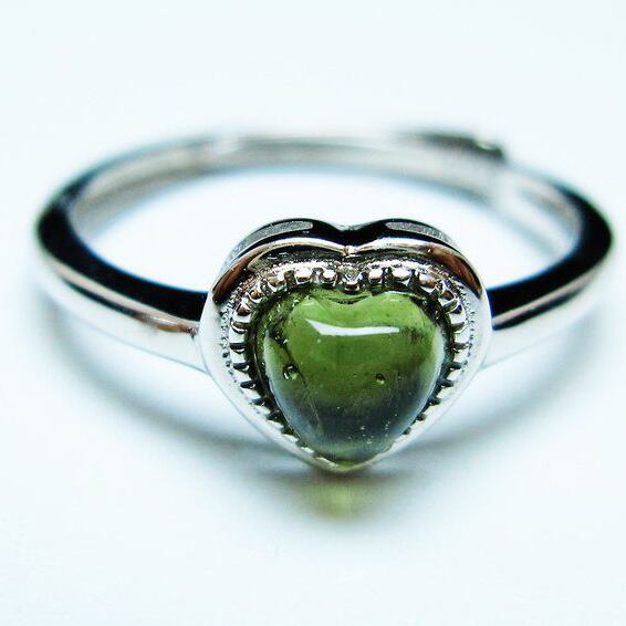 モルダバイト リング 指輪 ハート 13号 フリーサイズ 一点物 メール便可 [M便 1/20] 199-438