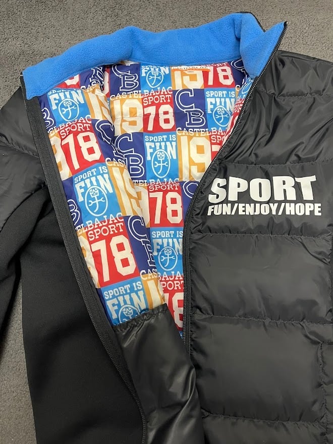 カステルバジャック ロゴPt入り裏地昇華転写軽量ダウンブルゾン