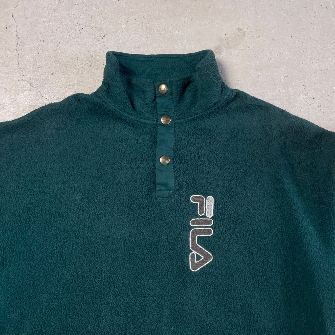 80年代 イタリア製 FILA フィラ フリースプルオーバー ハーフスナップ 