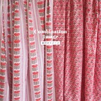 ブロックプリント生地【50cm単位】インド綿 小花柄 ピンク×カーキ #43788-PK1