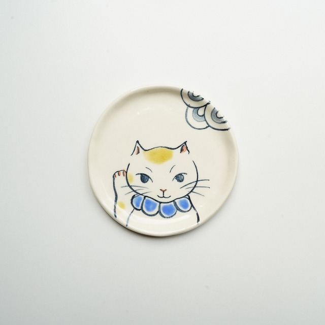 【陶彩工房Canoe】まねきねこ豆皿　A