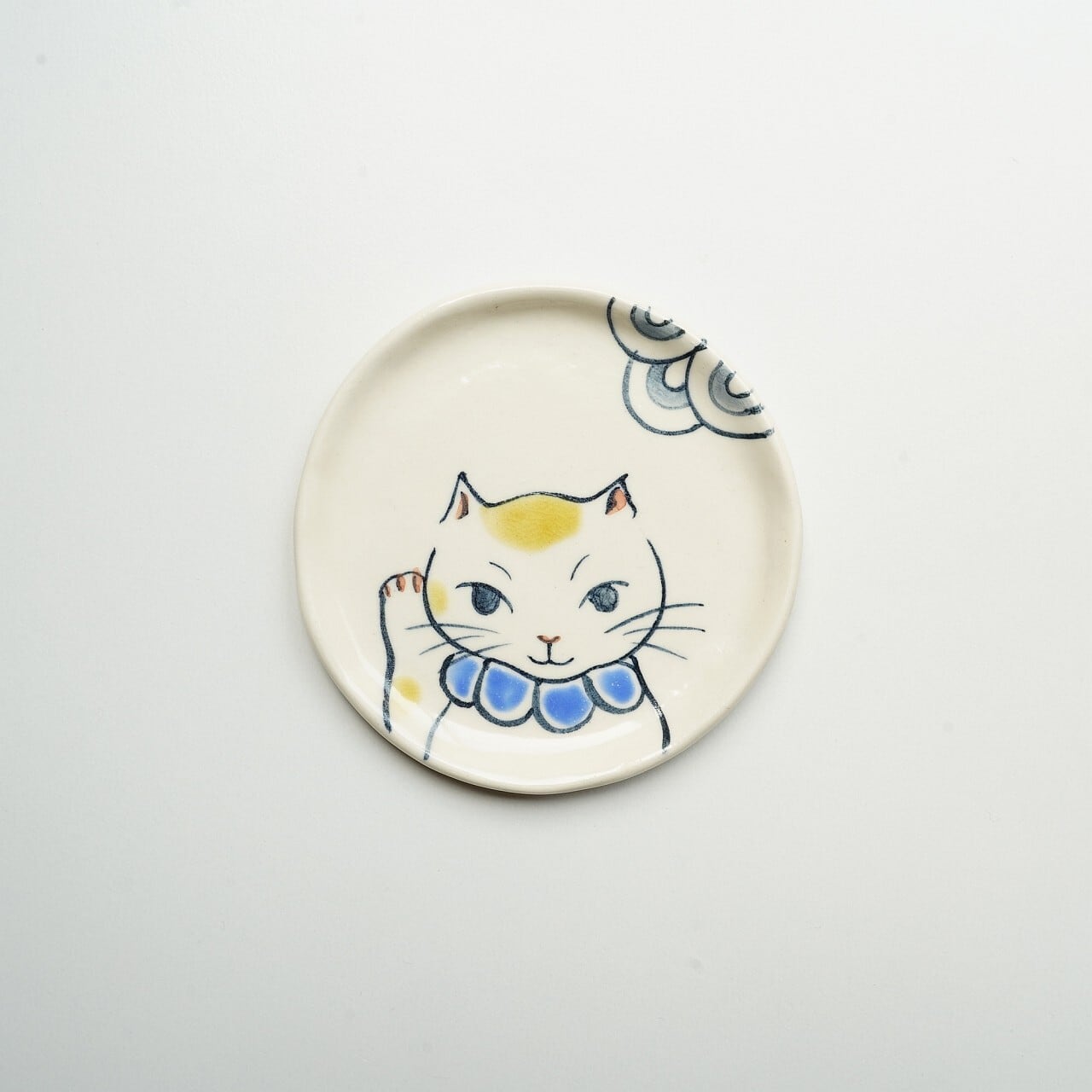 【陶彩工房Canoe】まねきねこ豆皿 A