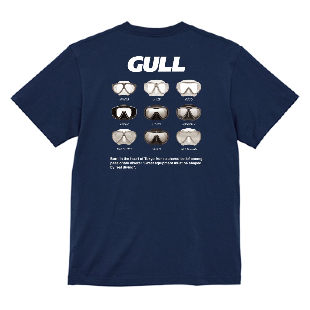 【OnlineStore限定】GULL デザインTシャツ（9-MASKS）″ インディゴ ”