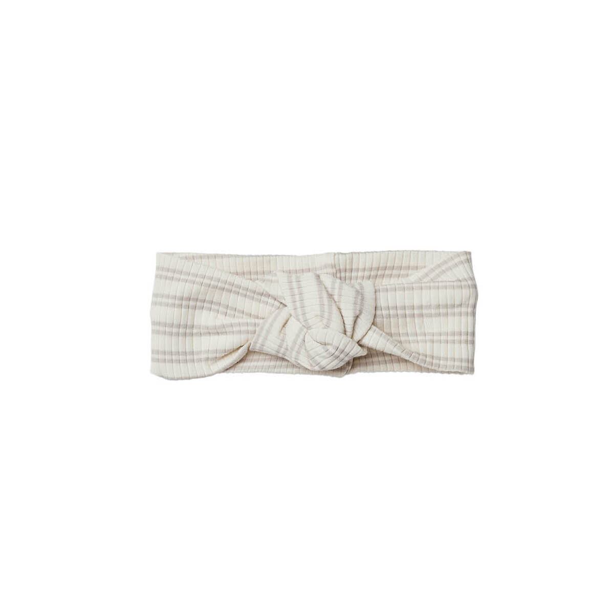 Ribbed Knotted Headband / silver stripe