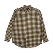 Eddie Bauer エディーバウアー チェック柄 BD ボタンダウン 長袖シャツ M /うすイエロー・ネイビー系 メンズ アウトドア