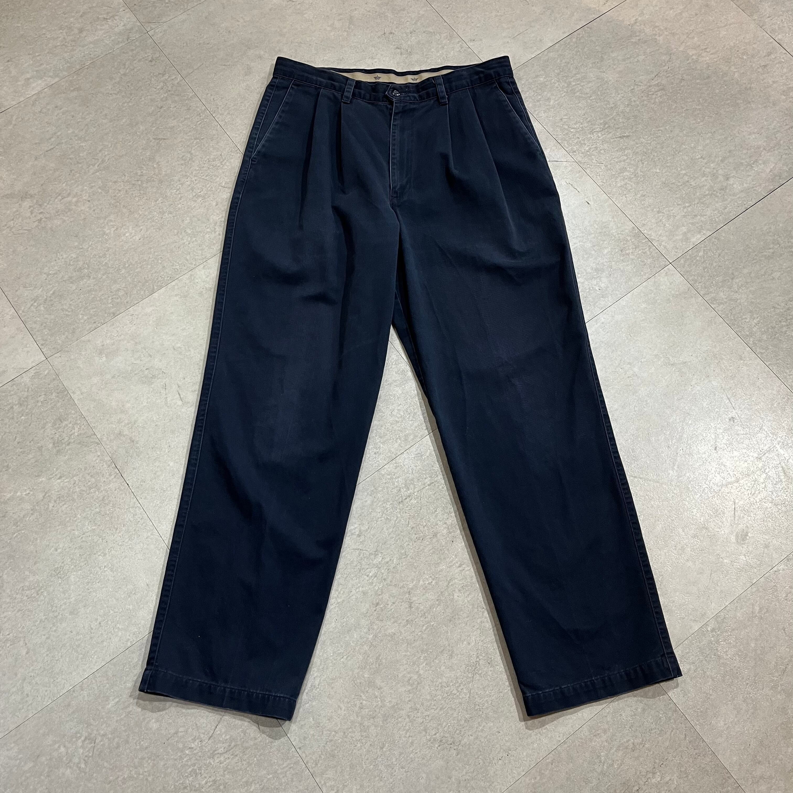 DOCKERS タック チノパン 34x29 ネイビー