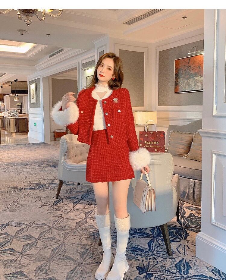 セットアップ】赤 スーツ ジャケット スカート アウター コート