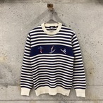 ski pose embroidered striped knit