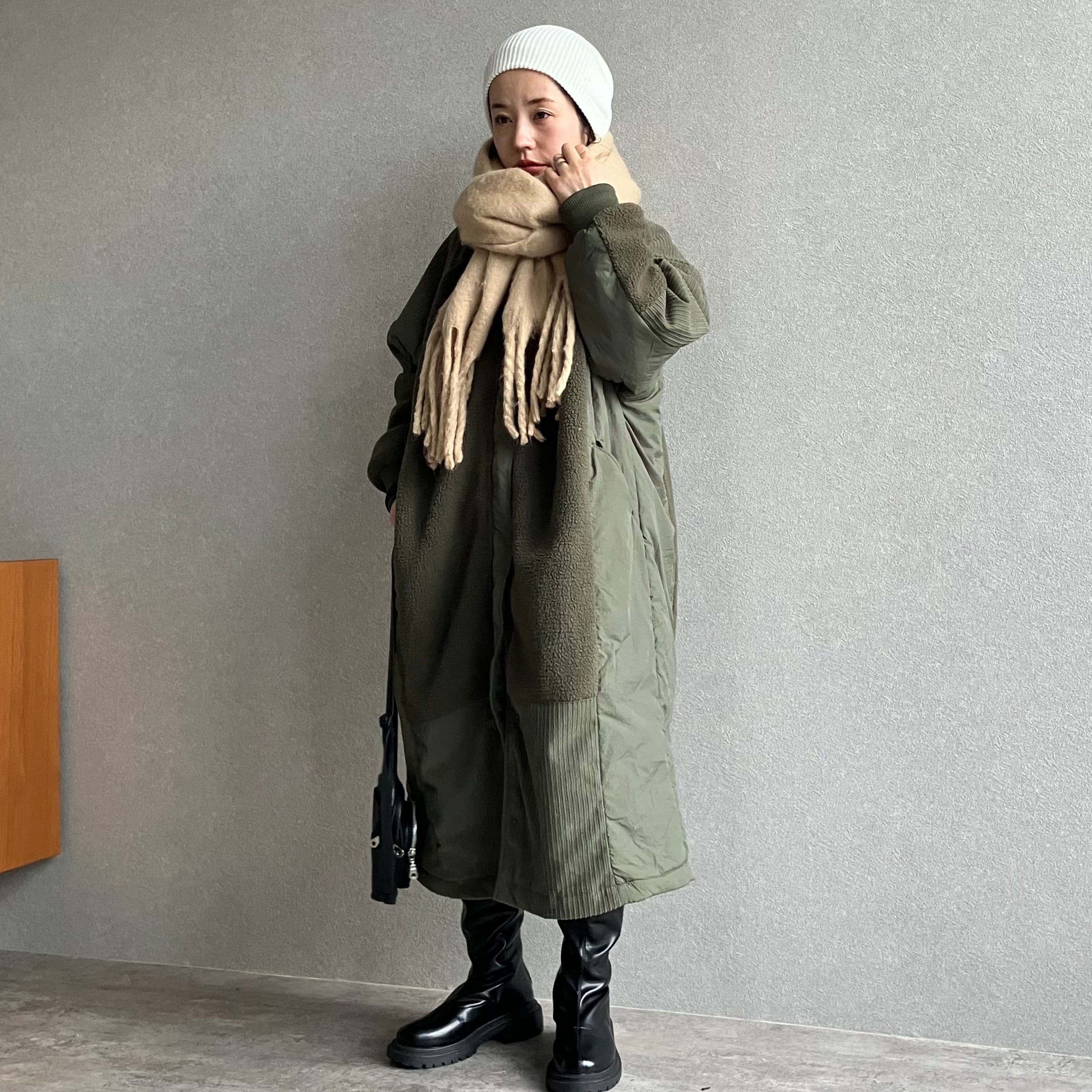 ボア×コーデュロイ切替デザインロングコート【an-D251433L-z】宅配便