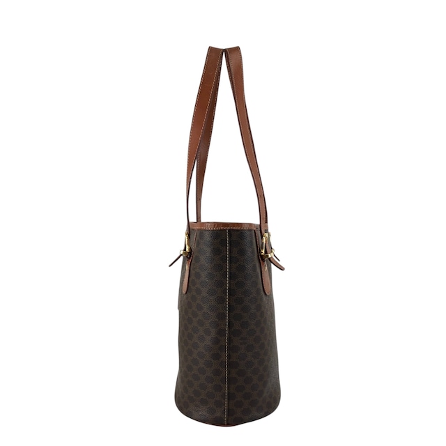 CELINE セリーヌ マカダム ハンドバッグ ブラウン ブラゾン型押し PVC トートバッグ vintage ヴィンテージ オールド rfx5gg