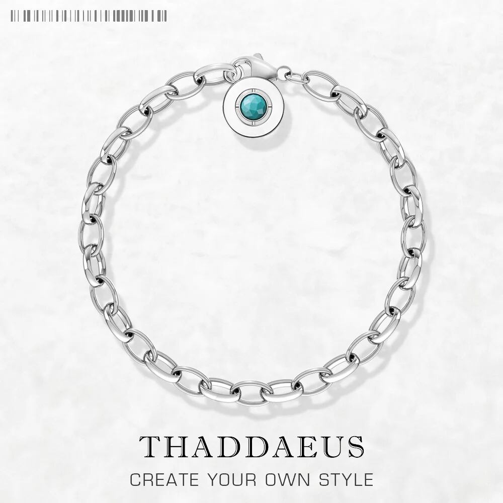 925 Sterling Silver〉Leon-Chain Circle-Charm Chain-Bracelet【T0141 