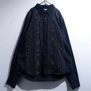 Black Geometric Embroidery Design Shirt