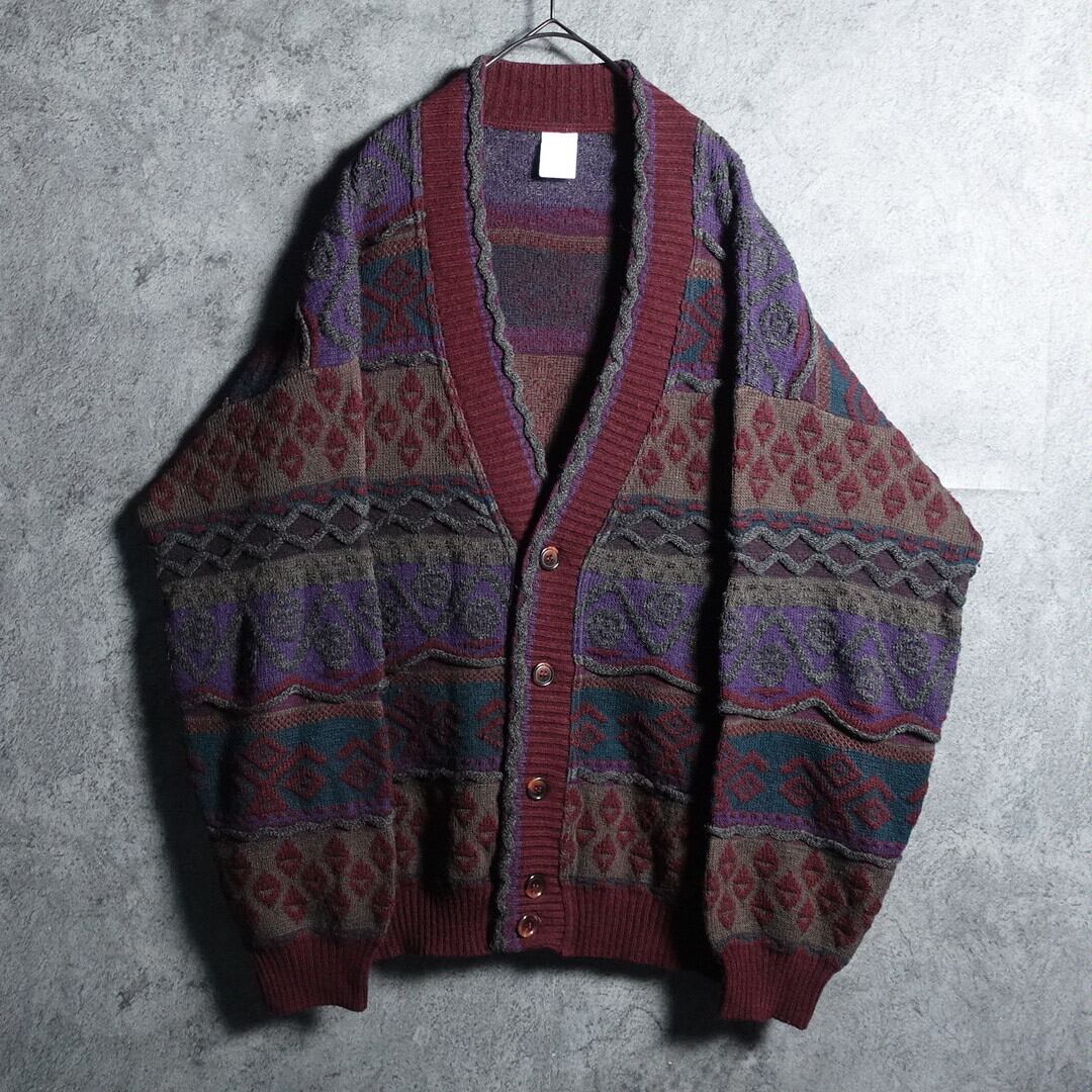EURO Geometric Design 3D Knit Cardigan