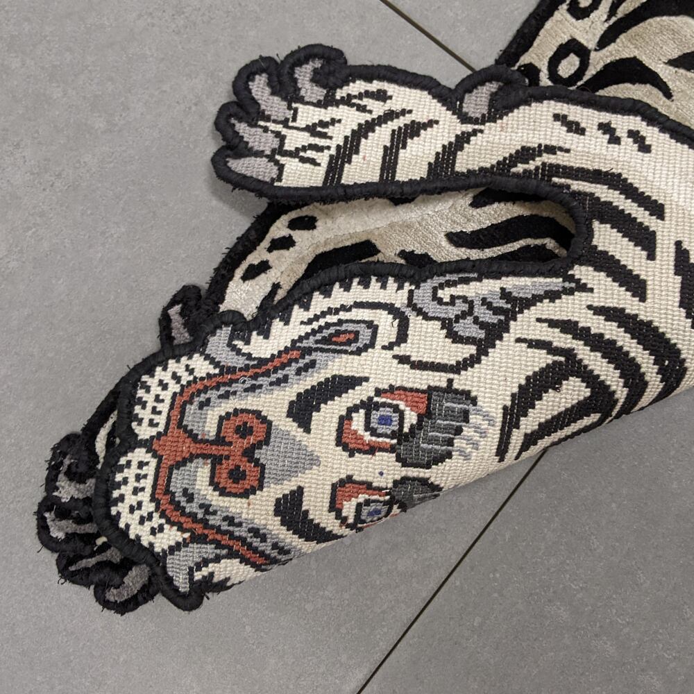 Tibetan Tiger Rug (XSサイズ シルク ナチュラルサンド 070) チベタン