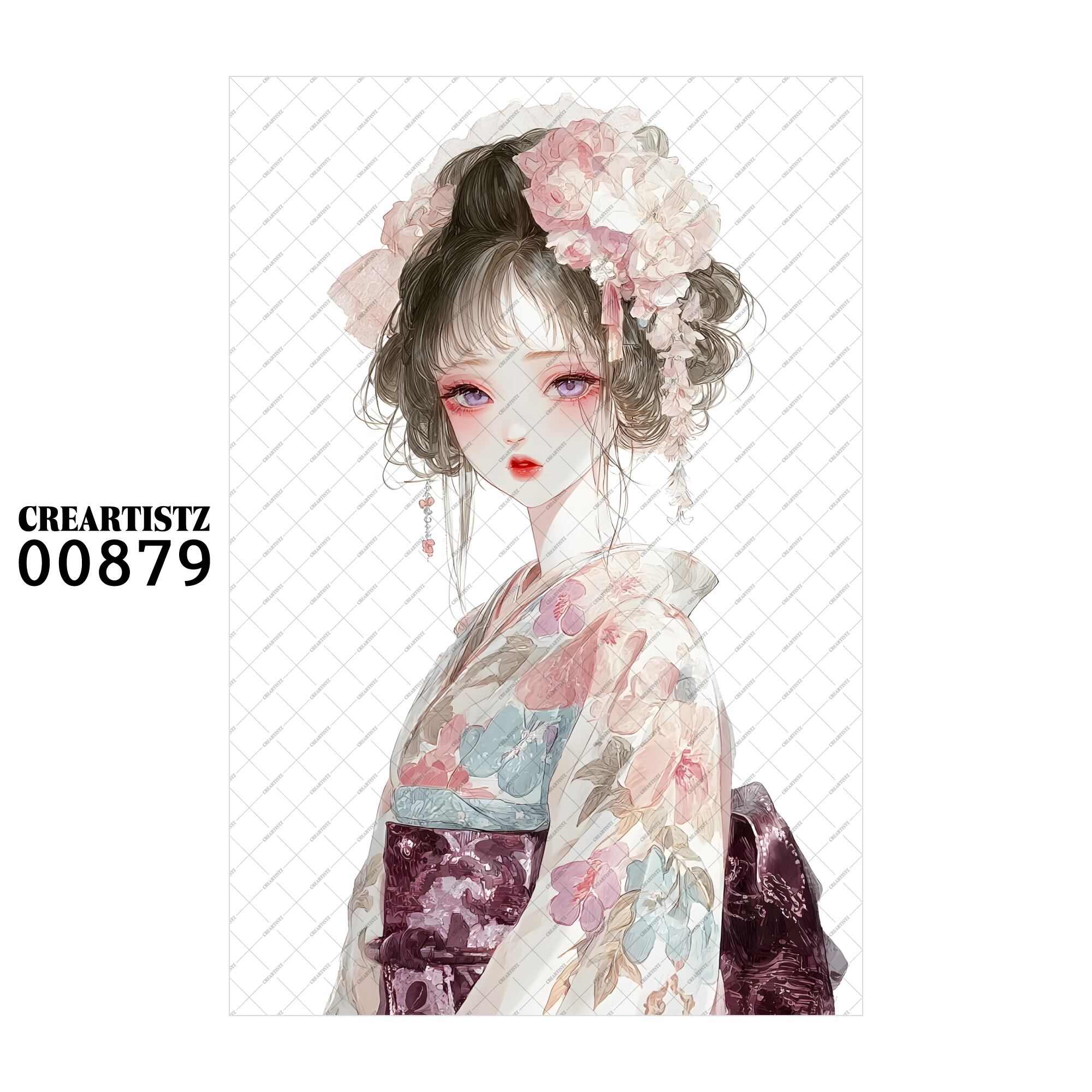 00879 ガール キュート オリジナル ペーパー/ステッカー 4枚セット CREARTISTZ