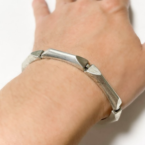 Vintage 925 Silver Modernist Geometric Bar Link Bracelet From Hungary