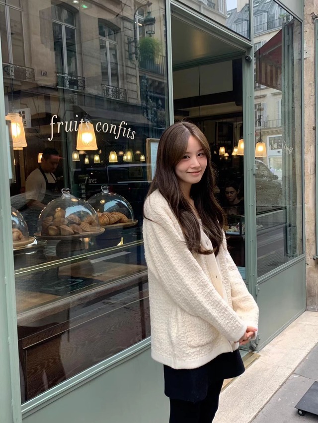 (OUNCE) tweed  knit cardigan / 2color