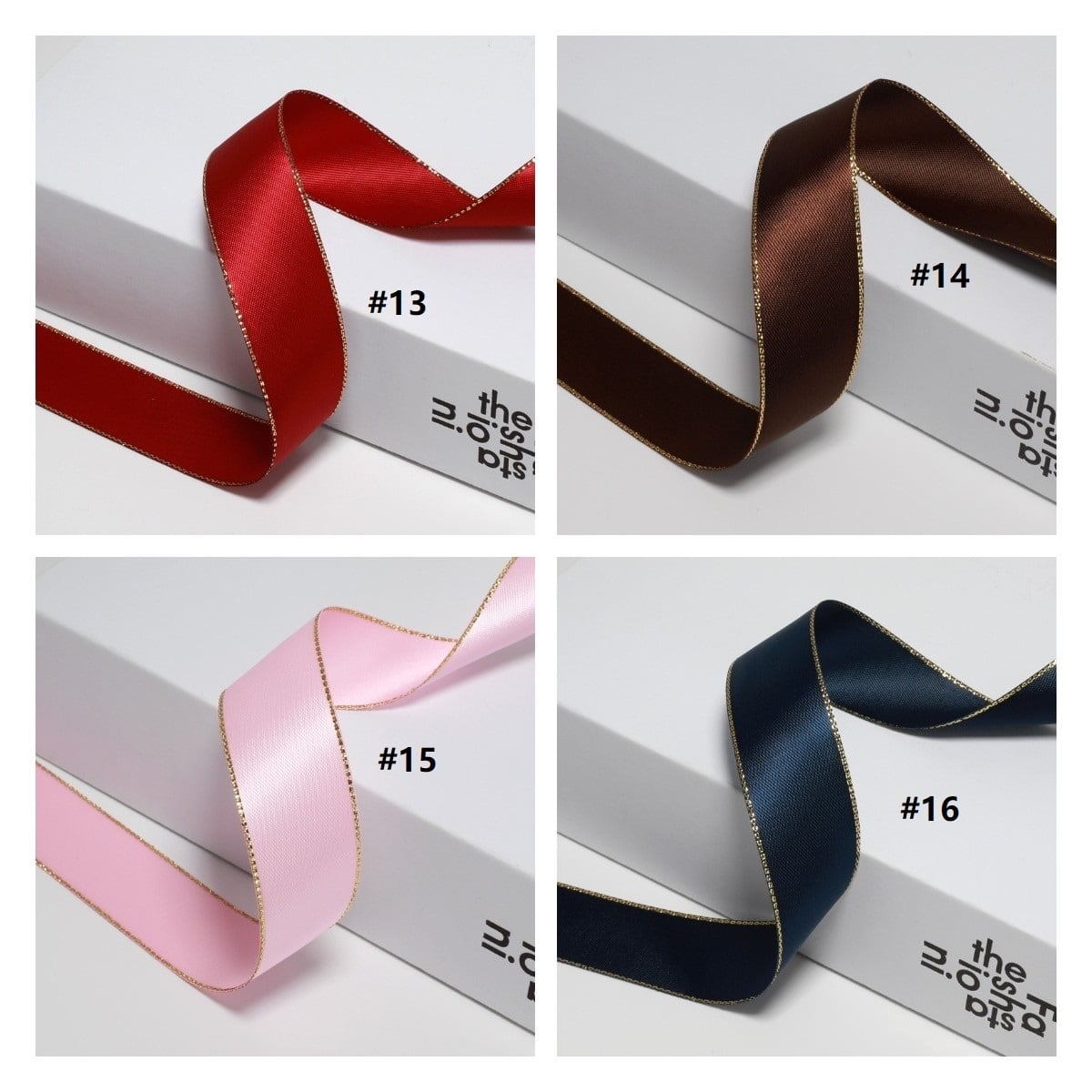サテン リボン 金縁 無地 幅約38mm 布 01010003 ハンドメイド 資材