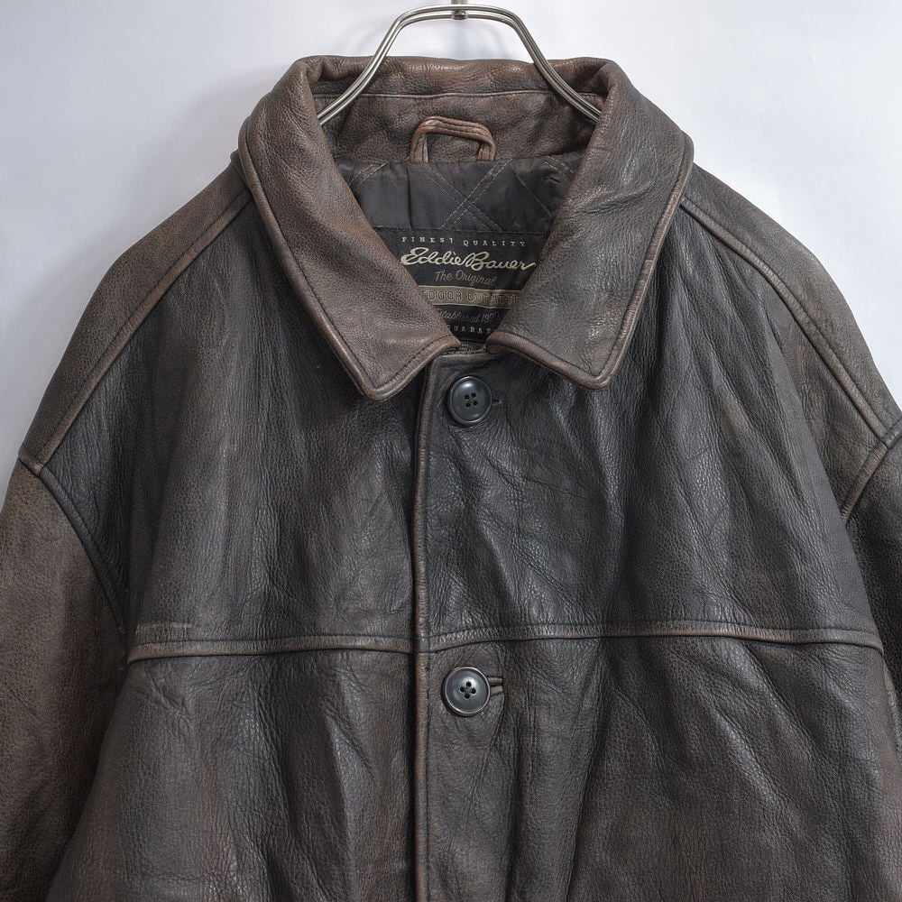 雰囲気系 90~00s Eddie Bauer レザー カーコート 本革 ハーフ 雰囲気系 90~00s Eddie Bauer レザー カーコート 本革 ハーフ