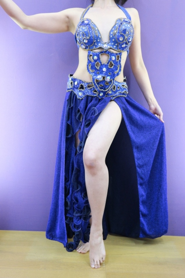 エジプト製 ベリーダンス衣装 ターキッシュスタイル ブルー