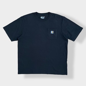 【Carhartt】ポケットTシャツ ポケT  LOOSE FIT Cロゴ X-LARGE ビッグサイズ 半袖 黒 カーハート US古着