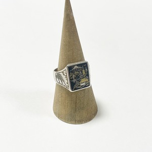 1951's Vintage Sterling Silver Gold Inlay Japanese Damascene Signet Ring