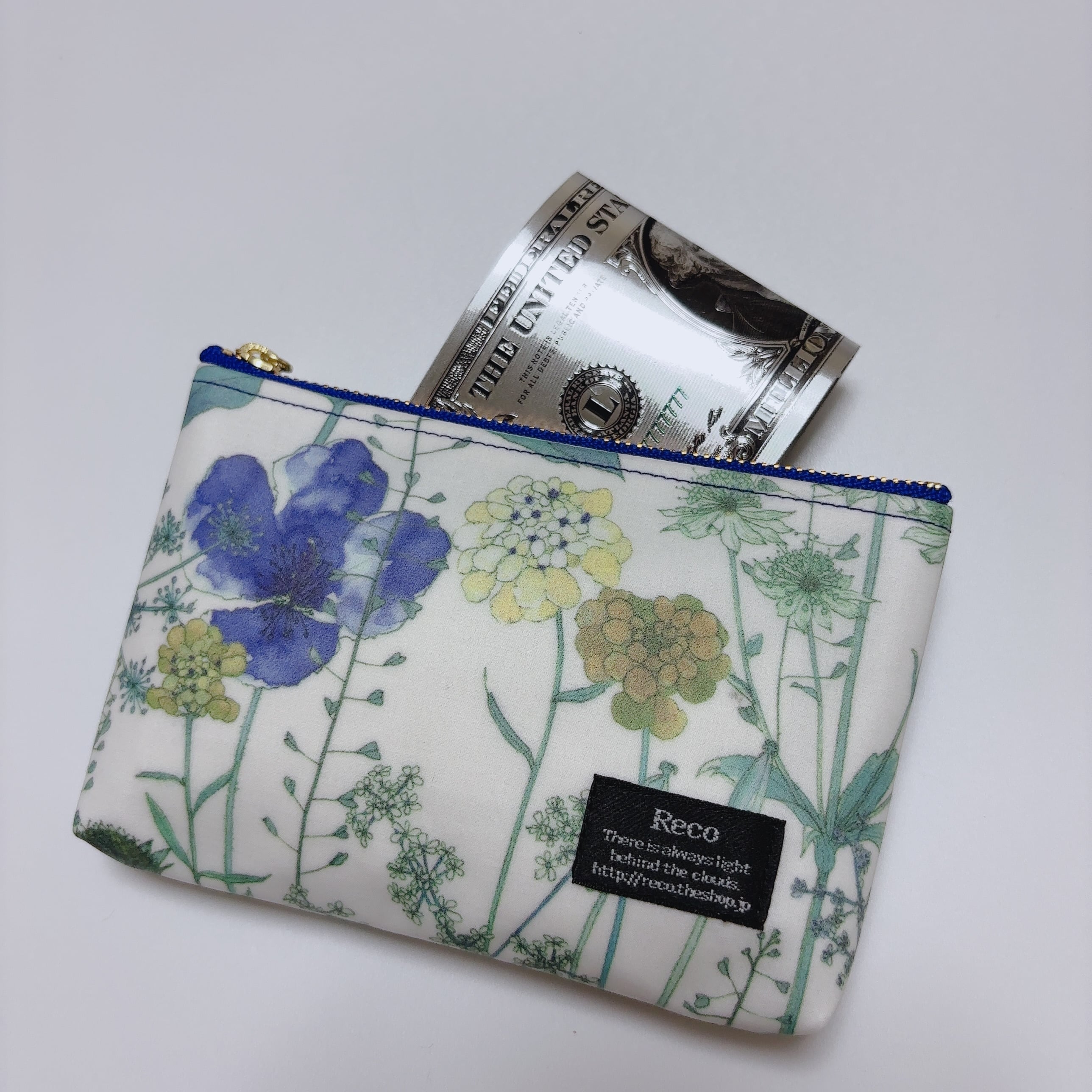 ミニ財布 リバティ ラミネート イルマ ブルー | Reco liberty print