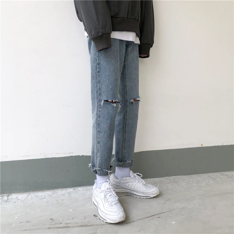 全1色 デニム パンツ ストレート カジュアル シンプル 無地