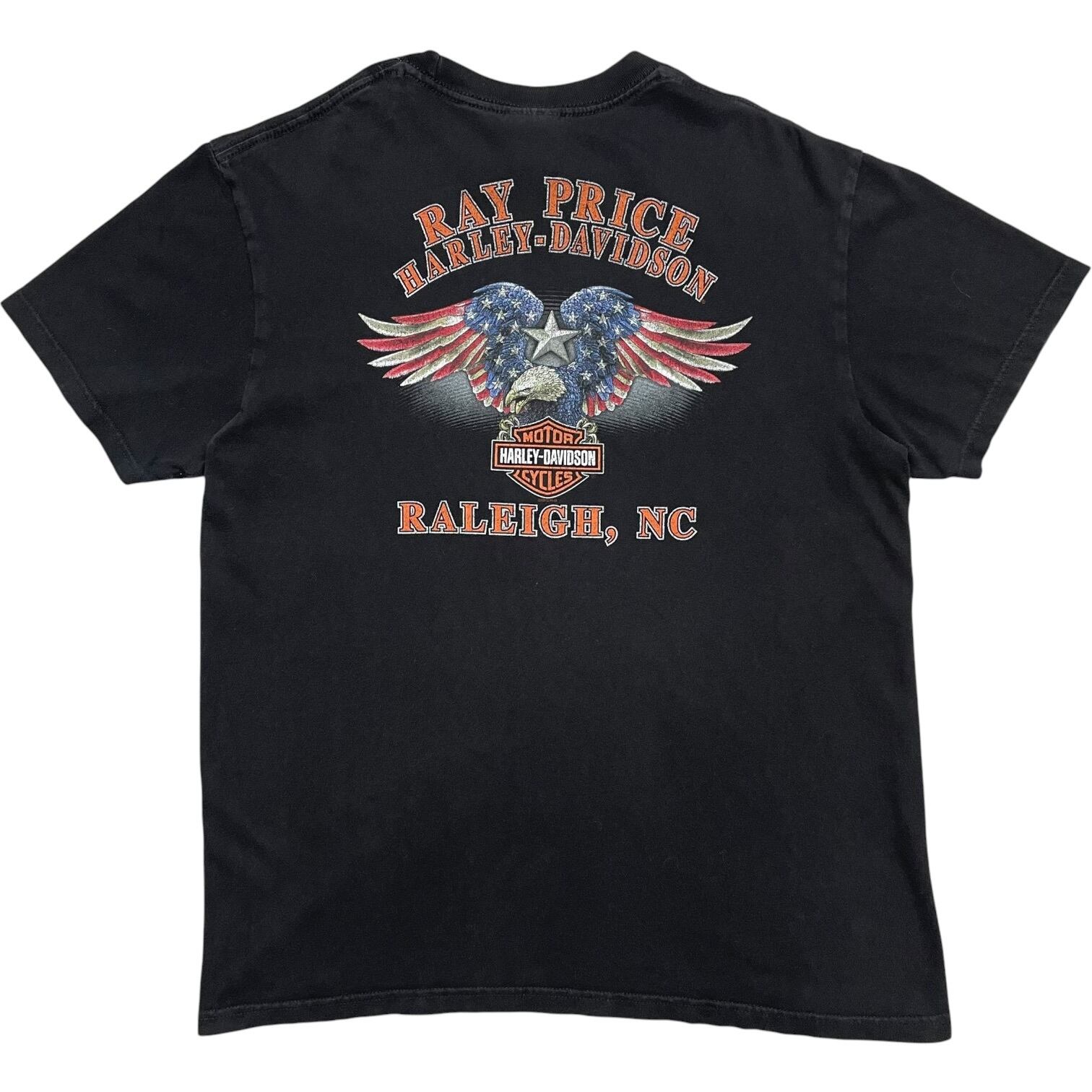 《L》Harley-Davidson ハーレーダビッドソン フロントプリント バックプリント イーグル ブラック no.10053